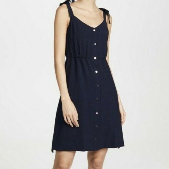 AYR Dresses & Skirts - AYR The Daze Dress V-Neck Navy Blue Shoulder Ties